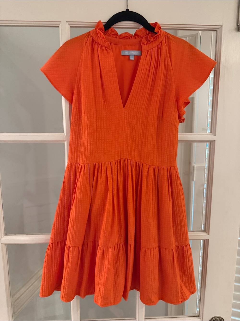 ANTONIO MELANI Orange Tiered Ruffle-Neck Kids Dress
